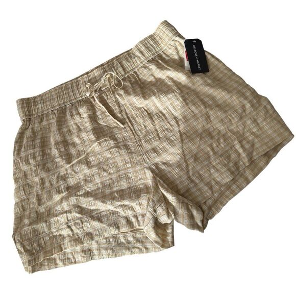 Melrose and Market Women's Plaid Drawstring Shorts Beige Size XL - Picture 1 of 6